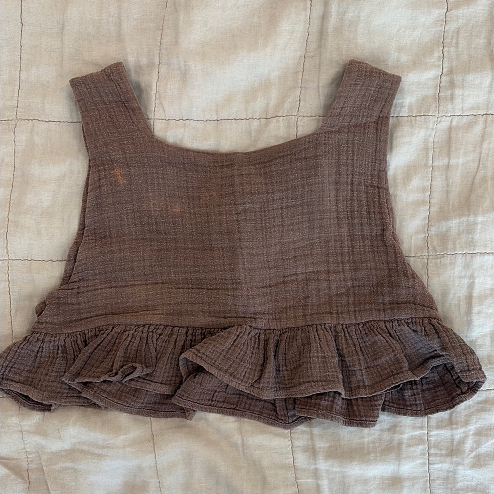 Brown Ruffled Women's Top - hand dyed